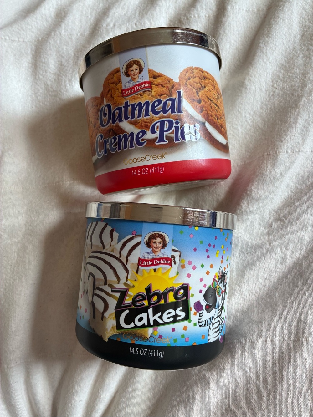 Little Debbie Oatmeal Crème Pie Zebra Cake Sweet Snack Scented 3 Wick Candle Set